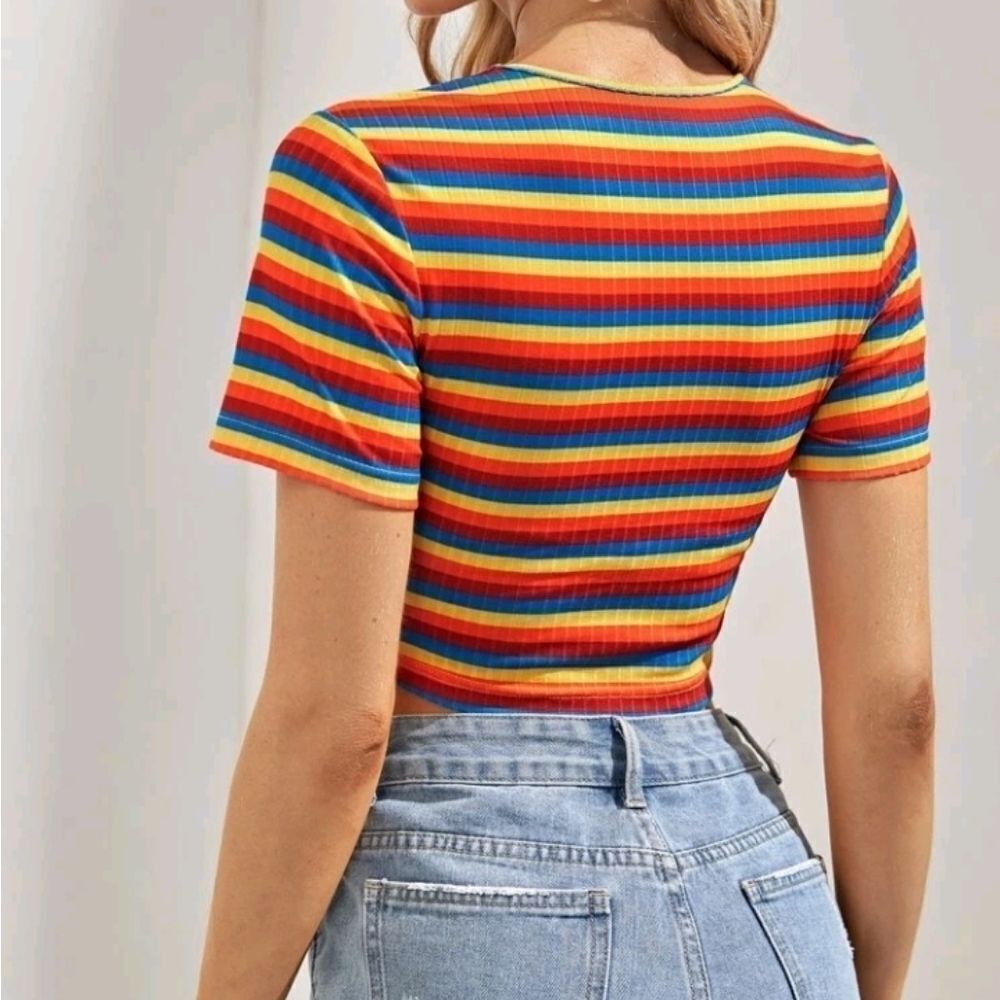 Ladies rainbow crop top size large - Picture 2 of 4